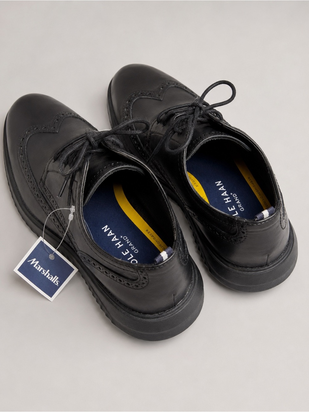 New Cole Haan Grand Men’s Black Wingtip Oxford Shoes – Size 10,5